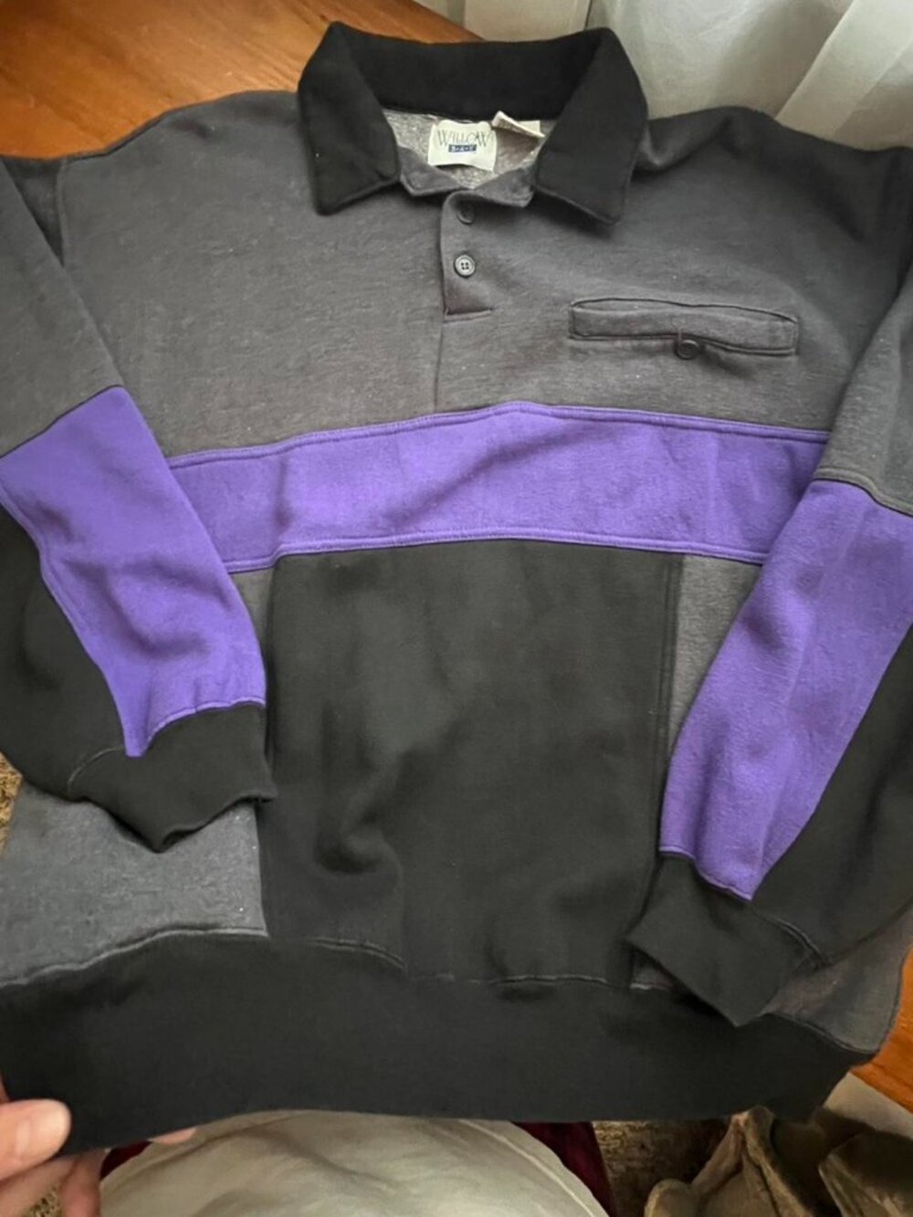 Vintage Willow Bay Color Block Polo Sweatshirt